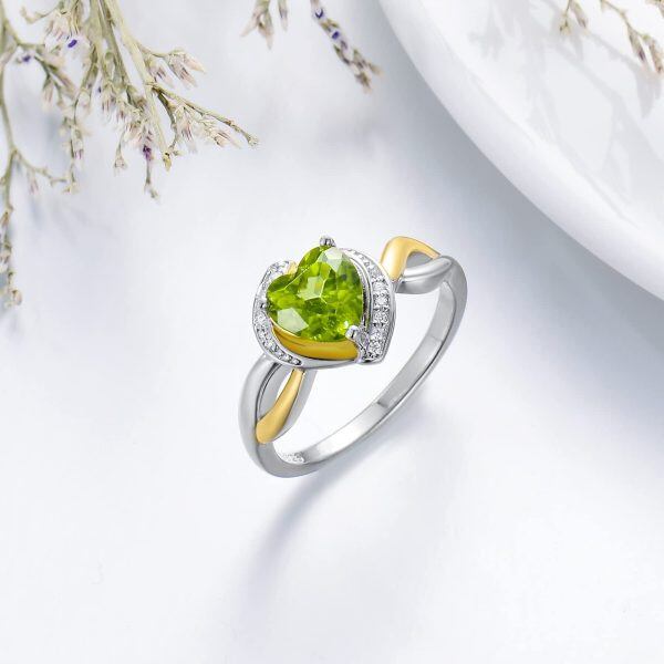 Sterling Silver 7mm Peridot Engagement Rings-4