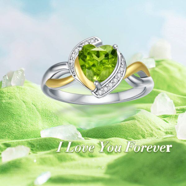 Sterling Silver 7mm Peridot Engagement Rings-5