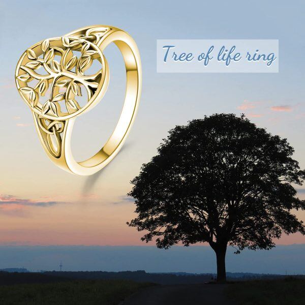 Sterling Silver Tree of Life Stacking Rings-5