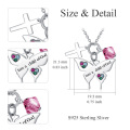 wholesale 925 Sterling Silver Heart-Shaped Pink Crystal Cross & Butterfly Pendant Necklace for Baptisms-0-1