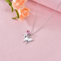wholesale 925 Sterling Silver Heart-Shaped Pink Crystal Cross & Butterfly Pendant Necklace for Baptisms-0-4