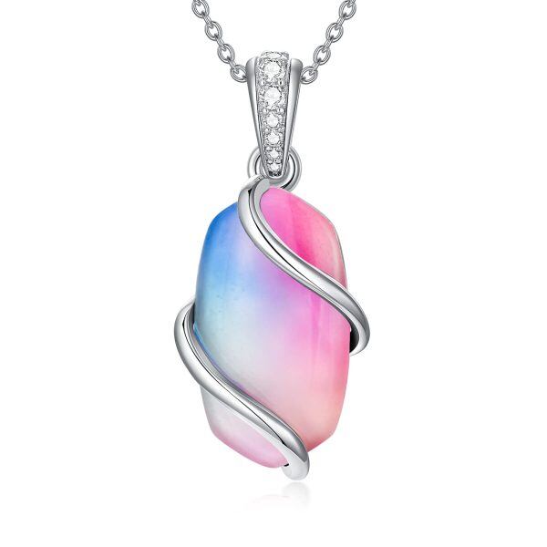 Sterling Silver Iridescent Pendant Necklaces-0