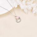 wholesale 925 Sterling Silver Pink Pearl Cat Pendant Necklace for Women-0-4