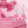 wholesale 925 Sterling Silver Pink Crystal Teardrop Flower Dangle Earrings for Women-0-5