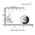 wholesale 925 Sterling Silver Pink Crystal Fairy Crescent Moon Pendant Necklace for Women and Girls Gifts-0-1