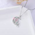 wholesale 925 Sterling Silver Pink Crystal Fairy Crescent Moon Pendant Necklace for Women and Girls Gifts-0-4