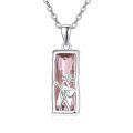 wholesale 925 Sterling Silver Pink Quartz Lotus Flower Pendant Necklace for Women-0-0