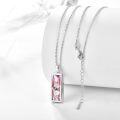 wholesale 925 Sterling Silver Pink Quartz Lotus Flower Pendant Necklace for Women-0-4