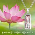 wholesale 925 Sterling Silver Pink Quartz Lotus Flower Pendant Necklace for Women-0-5