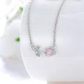 wholesale 925 Sterling Silver Pink Opal Tulip Pendant Necklace for Women Mother's Day Gift-0-3