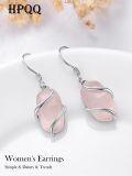 wholesale Sterling Silver Drop Earrings with Gemstone Dainty Jewelry Gift for Women - Rhodium Plated-0-12