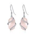 wholesale Sterling Silver Drop Earrings with Gemstone Dainty Jewelry Gift for Women - Rhodium Plated-0-43