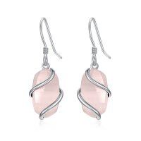 wholesale Sterling Silver Gemstone Dangle Earrings for Women Fine Jewelry Gift - Rhodium Plated- Rhodium Plated