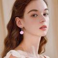 wholesale 925 Sterling Silver Pink Shell CZ Drop Earrings for Women and Girls-0-2
