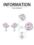 wholesale 925 Sterling Silver Pink Heart Galaxy Dangle Drop Earrings with Cubic Zirconia-0-1