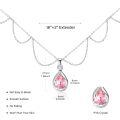 wholesale 925 Sterling Silver Pink CZ Pear-Shaped Birthstone Pendant Necklace for Women-0-1