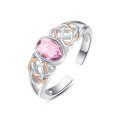 wholesale 925 Sterling Silver Pink Crystal Celtic Knot Adjustable Ring-0-0