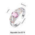 wholesale 925 Sterling Silver Pink Crystal Celtic Knot Adjustable Ring-0-1