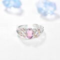 wholesale 925 Sterling Silver Pink Crystal Celtic Knot Adjustable Ring-0-5