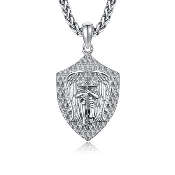 Sterling Silver St.Michael Protection Pendant Necklaces with Stainless Steel Chain-1