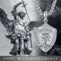 wholesale 925 Sterling Silver Mens Saint Michael Archangel Protect Us Pendant Necklaces-0-7