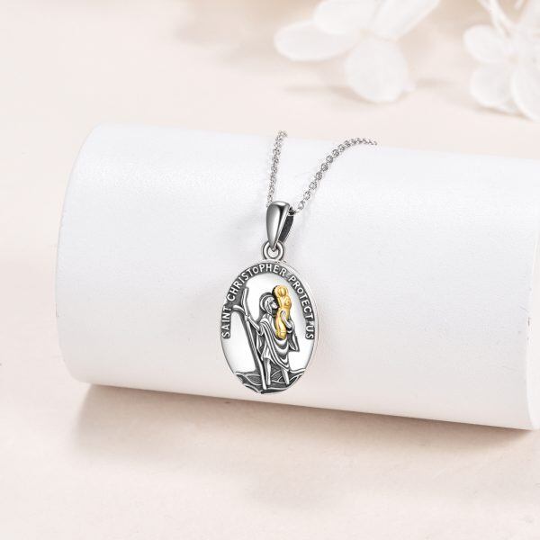 Sterling Silver St Christopher Photo Lcket Necklace-3