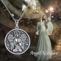 wholesale 925 Sterling Silver Guardian Angel Round Medal Pendant Necklace s for Women Girls-0-5