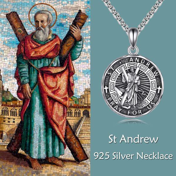 Sterling Silver Saint Andrew Protector Pendant Necklaces with Stainless Steel Chain-5