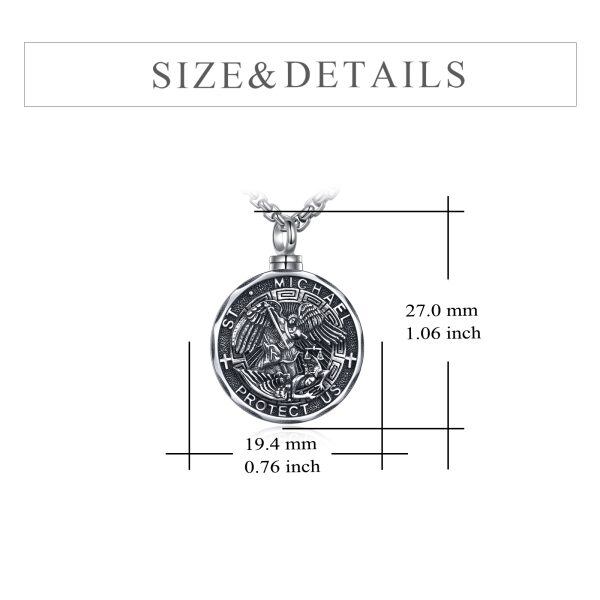 Sterling Silver Religious Protector Saint Michael Urn Necklace with Stainless Steel Chain-1