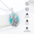 wholesale 925 Sterling Silver Guardian Angel Protect Me Blue Stone Pendant Necklace-0-4