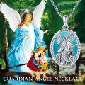 wholesale 925 Sterling Silver Guardian Angel Protect Me Blue Stone Pendant Necklace-0-5