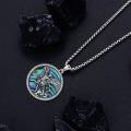 wholesale 925 Sterling Silver Round Abalone Shell Saint Michael Archangel Pendant Religious Necklace Christian  for Men Women Kids 22 + Extender Chain-0-5