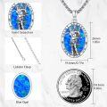 wholesale 925 Sterling Silver Saint Sebastian Blue Opal Pray for Us Pendant Necklace -0-1