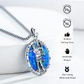wholesale 925 Sterling Silver Saint Sebastian Blue Opal Pray for Us Pendant Necklace -0-3