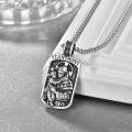 wholesale 925 Sterling Silver Rectangular Medal with Religious Figure and Cross Charm Pendant Necklace for Men Women-0-5