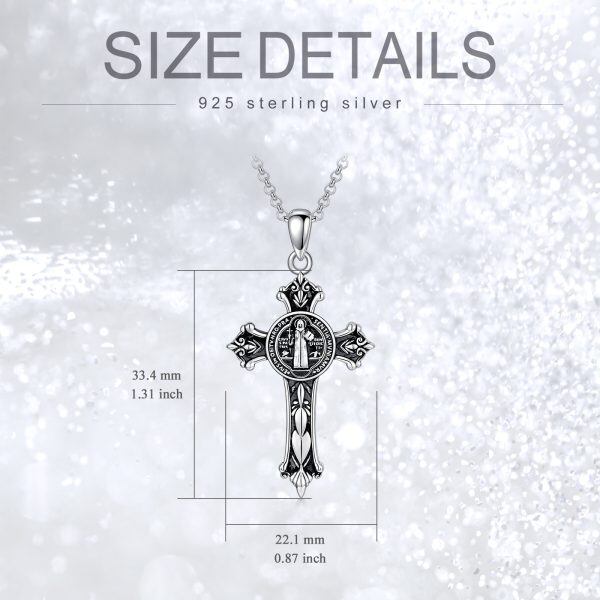 Sterling Silver Saint Cross Benedict Pendant Necklaces-2