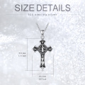 wholesale 925 Sterling Silver Cross Pendant with St. Benedict Charm and Chain for Men Women Religious  48cm Length-0-2