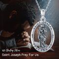 wholesale 925 Sterling Silver Saint Joseph Pendant Necklace with Chain Catholic s for Women and Men-0-6