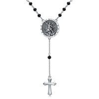 wholesale 925 Sterling Silver St Michael's Cross & Beads Pendant Necklace Protection Jewelry for Men/Women- Oxidized/Oxidised