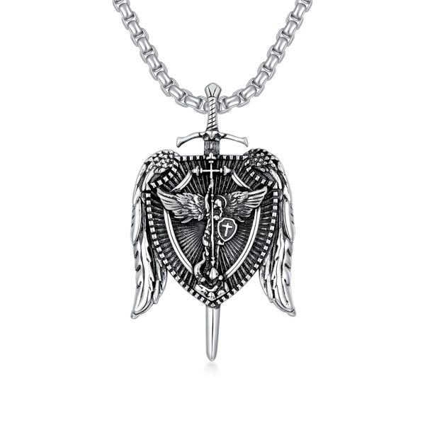 Sterling Silver The Archangel Necklaces with Stainless Steel Chain-0