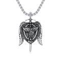 wholesale 925 Sterling Silver Angel Wings Sword Shield Cross Pendant Necklace for Men Women-0-0