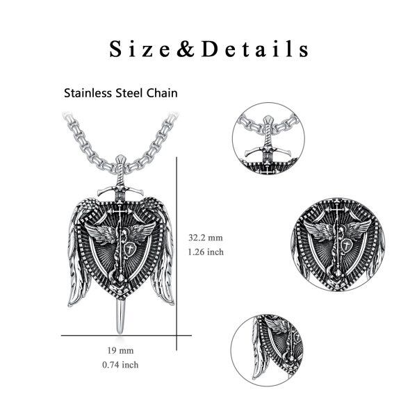 Sterling Silver The Archangel Necklaces with Stainless Steel Chain-1