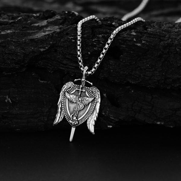 Sterling Silver The Archangel Necklaces with Stainless Steel Chain-3