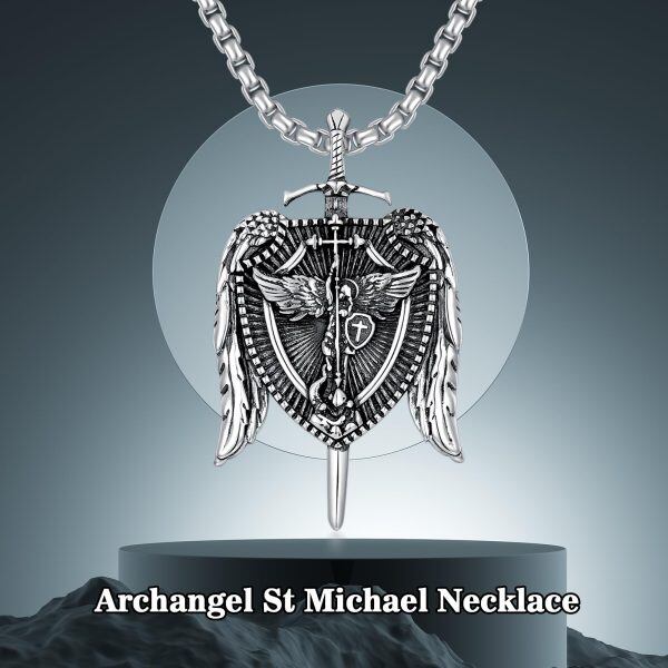 Sterling Silver The Archangel Necklaces with Stainless Steel Chain-5