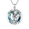 wholesale 925 Sterling Silver St. Michael Pendant with Blue Crystal and Guardian Angel Protection Jewelry for Women & Men -0-0