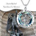 wholesale 925 Sterling Silver St. Michael Pendant with Blue Crystal and Guardian Angel Protection Jewelry for Women & Men -0-5