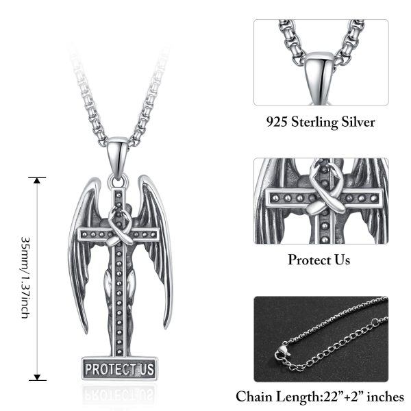 Sterling Silver Protection Amulet Necklaces with Stainless Steel Chain-1