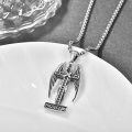wholesale 925 Sterling Silver Angel Pendant Cross Necklace Graduation Gifts for Her Him Protection Jewelry -0-5