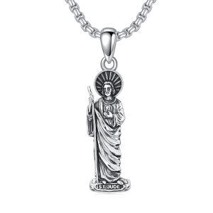 Sterling Silver Saint Jude Necklaces with Stainless Steel Chain-0