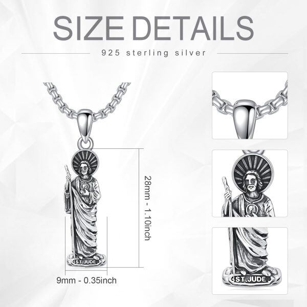 Sterling Silver Saint Jude Necklaces with Stainless Steel Chain-1